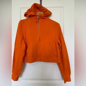Lululemon boxy scuba Women  Orange Half-Zip Hooded Pullover Top rare orange XS/S